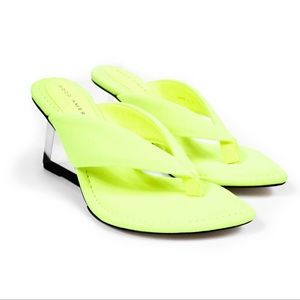 Good American Neon Yellow Wedge Sandals Thong Wedges Heels Women Size 7